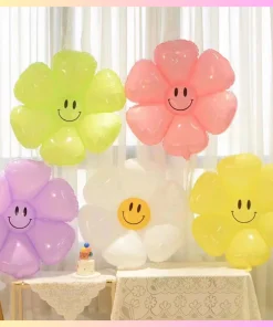 Smiling Daisy Flower Balloons for Birthday Decorations
